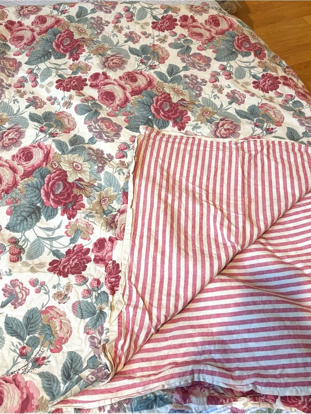 Pottery Barn Elia Floral Reversible Cotton Linen Blend Duvet Cover KING/CAL KING
